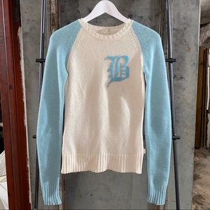 Byblos Blu Seafoam Beige Off White Crew Sweater